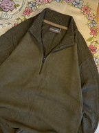 Waffle knit quarter zip pullover