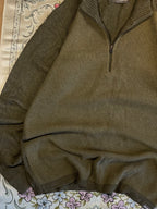 Waffle knit quarter zip pullover