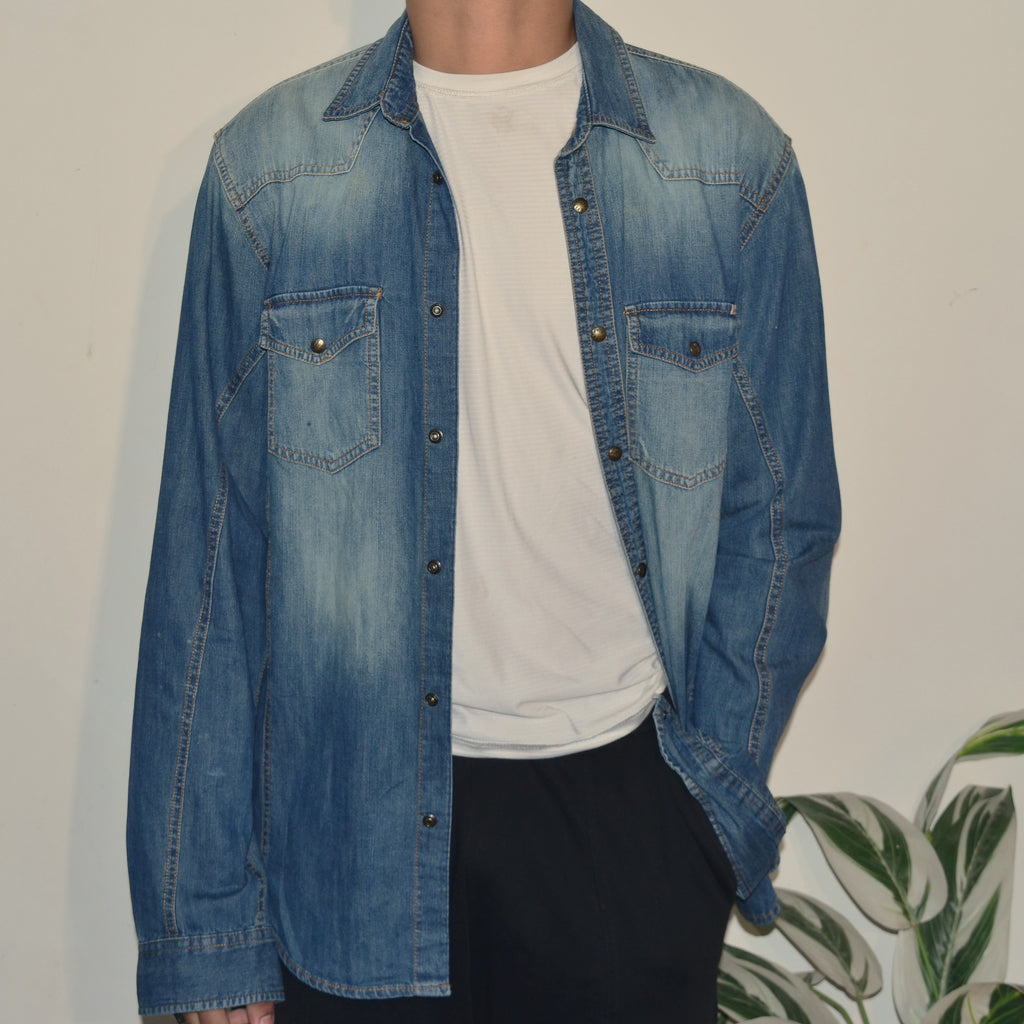 Jack n Jones Denim Double Pocket Shirt