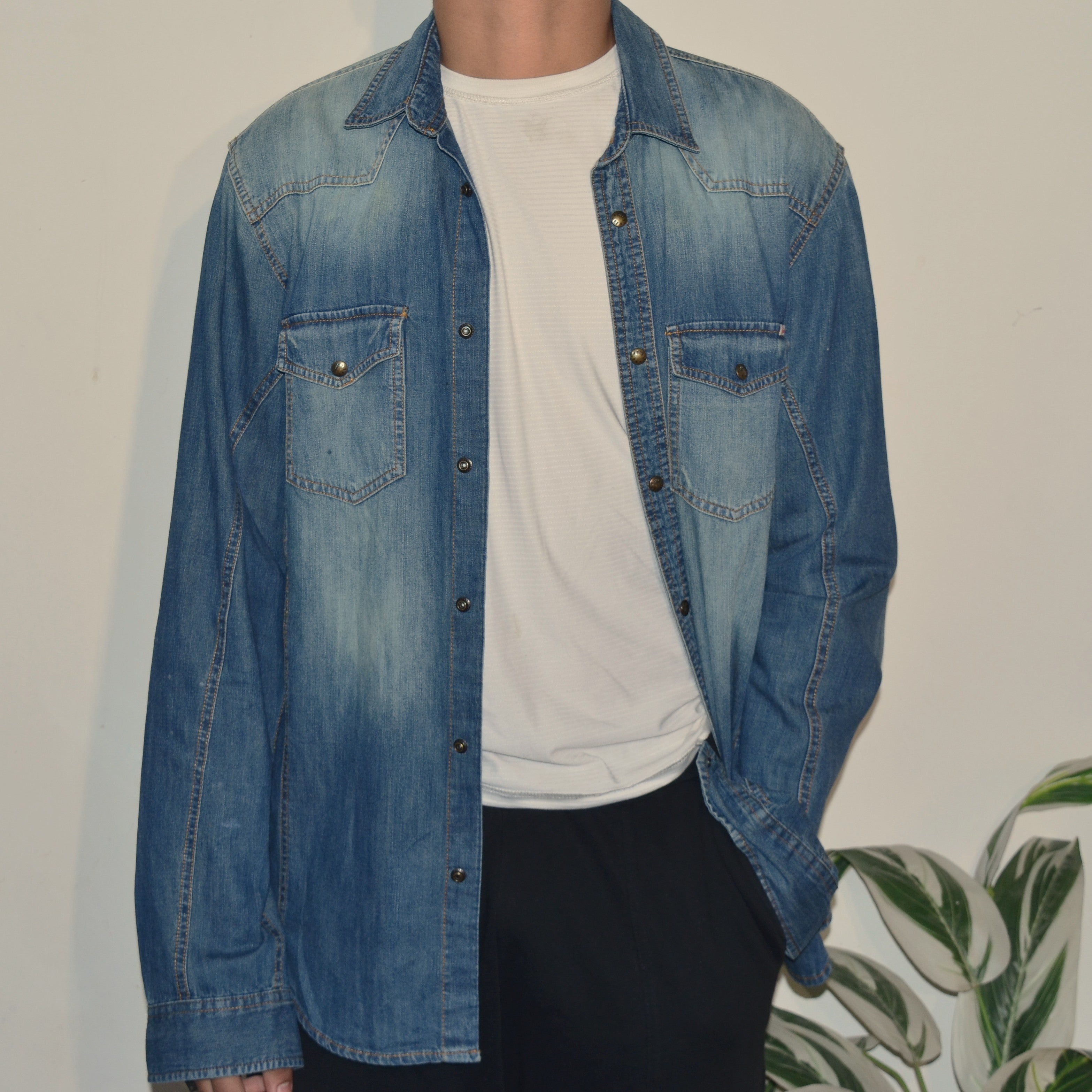 Jack n Jones Denim Double Pocket Shirt