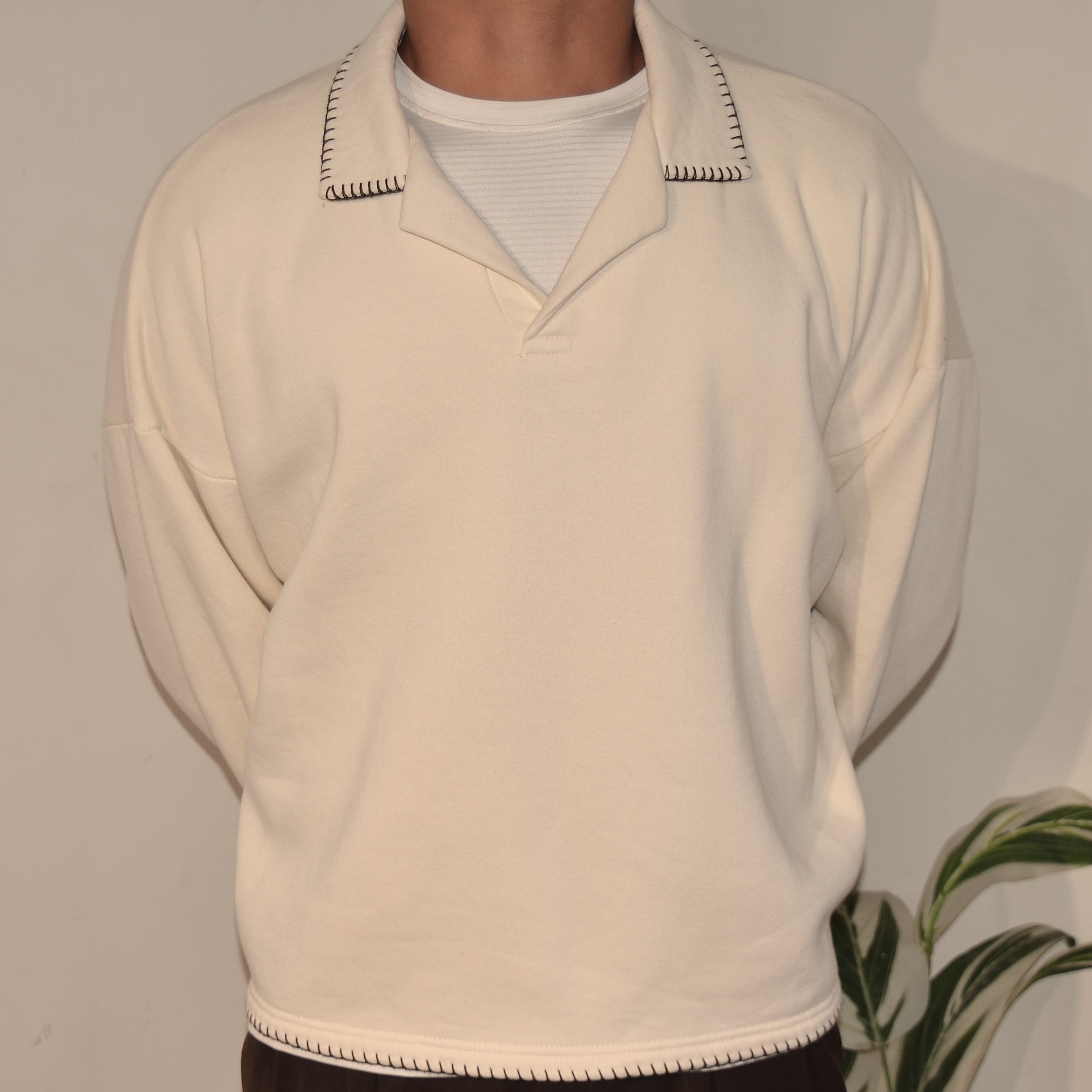 Cropped Collared Pullover